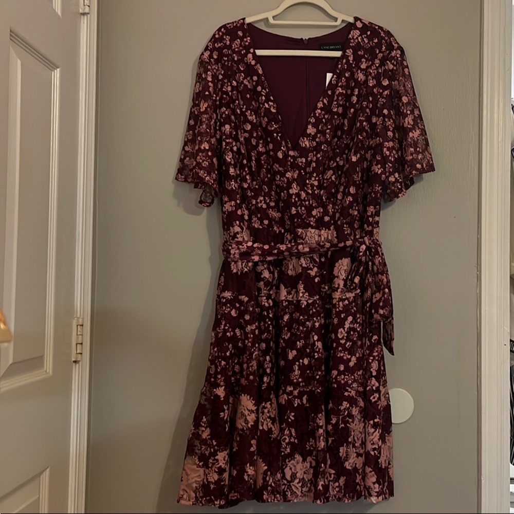 Floral Lace Dress in Burgundy and Pink